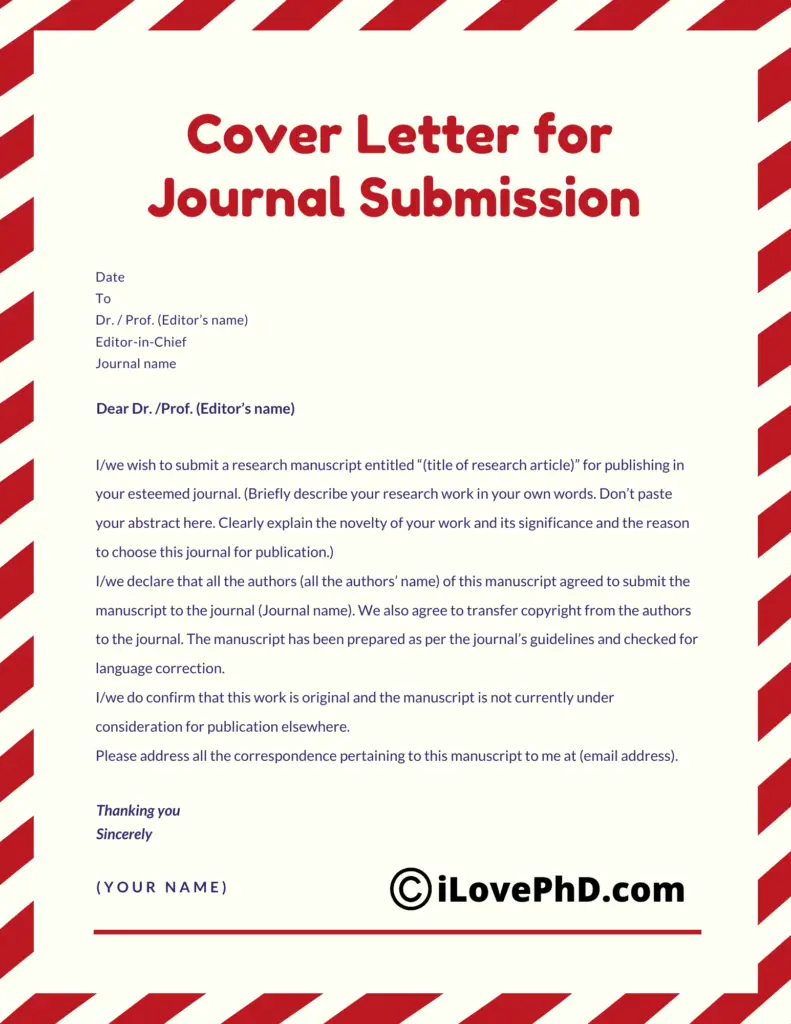 cover letter example journal submission