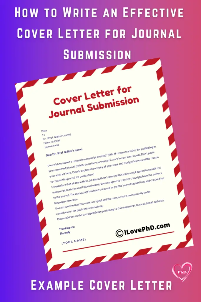 covering letter for journal submission sample