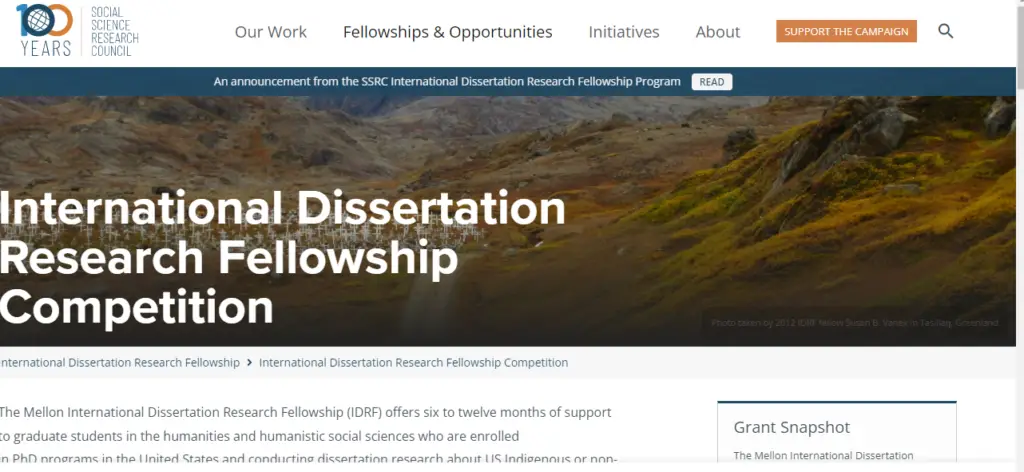 Social Science Research Council (SSRC) International Dissertation Research Fellowship
