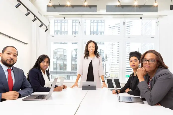 group of coworkers on a board room