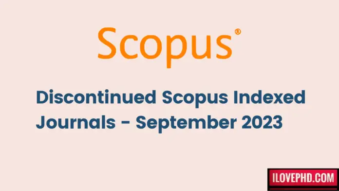 Discontinued Scopus Indexed Journals - September 2023