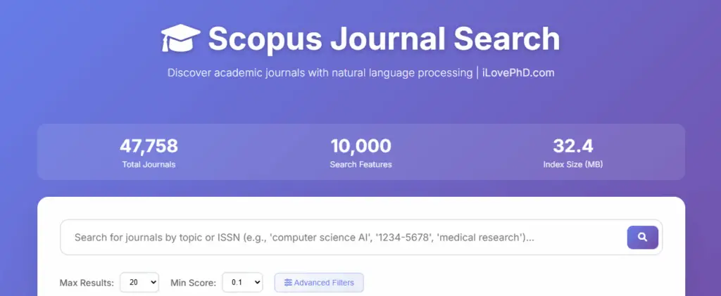 Scopus journal search